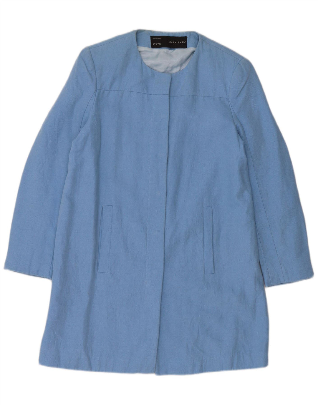 Zara Femme Pardessus UK 12 Coton Bleu Moyen