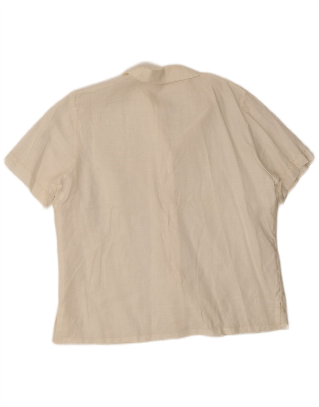Chemise à manches courtes femme vintage IT 42 Lin floral blanc moyen
