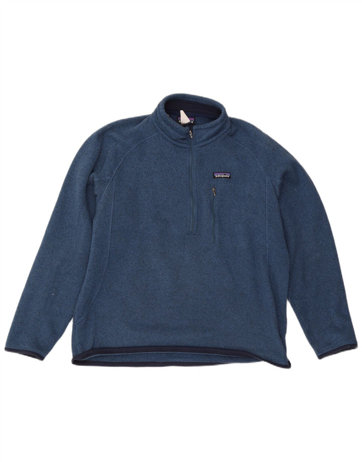 Patagonia Hommes Zip Neck Sweatshirt Jumper Grand Bleu Polyester