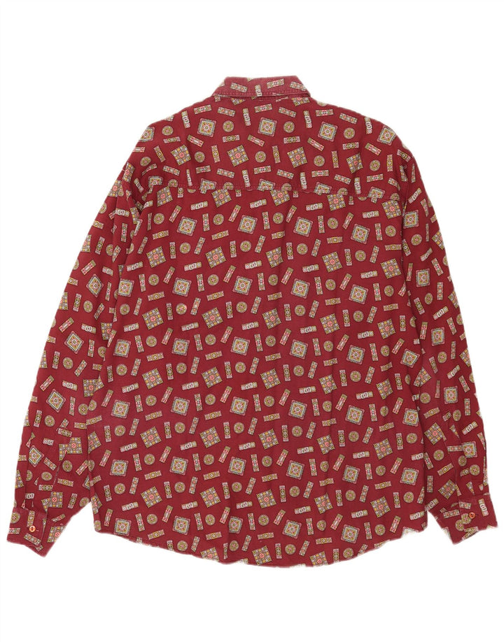 vintage Mens Abstract Pattern Shirt Grand Bourgogne