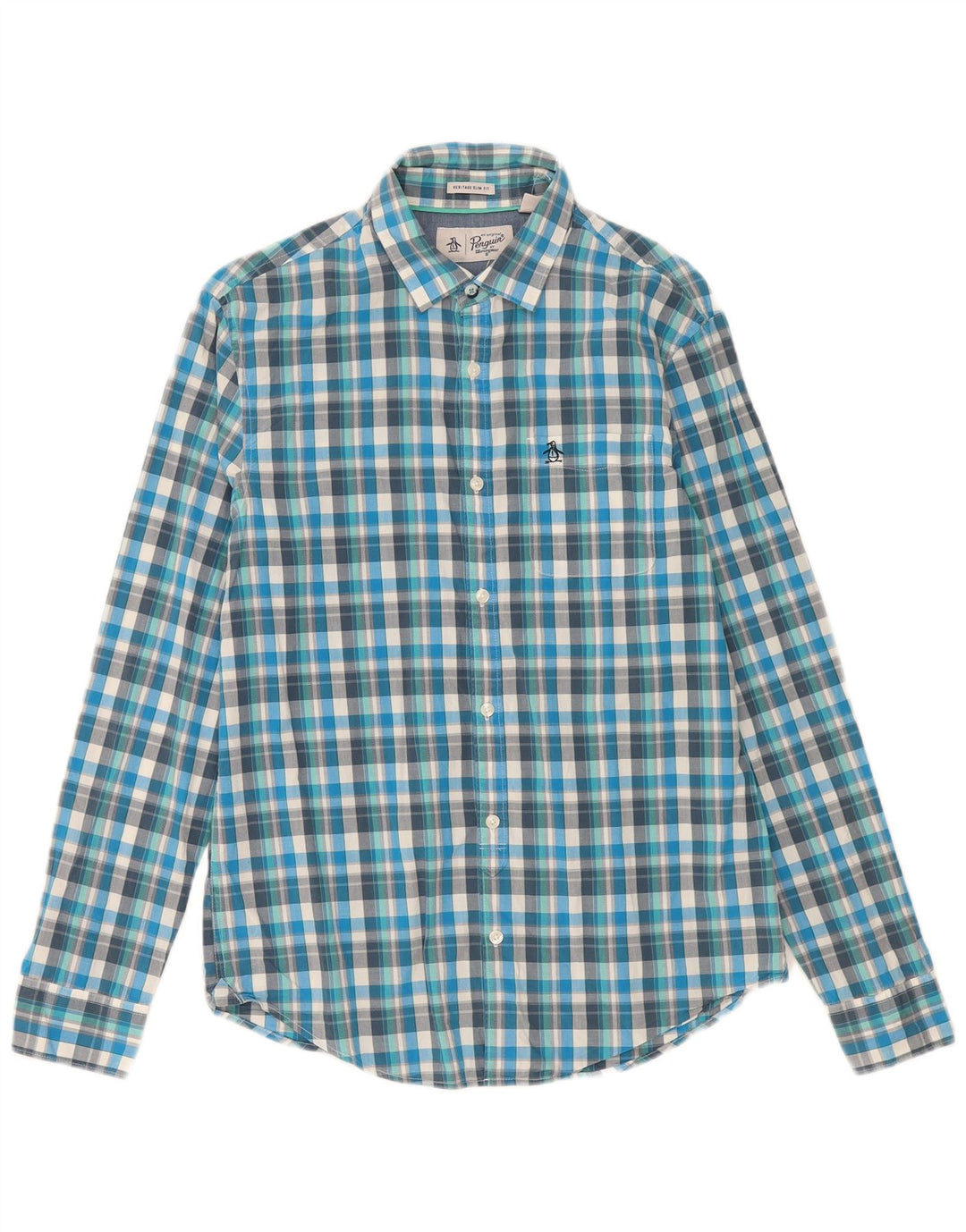 Penguin Chemise Slim Heritage Homme Bleu Moyen à Carreaux