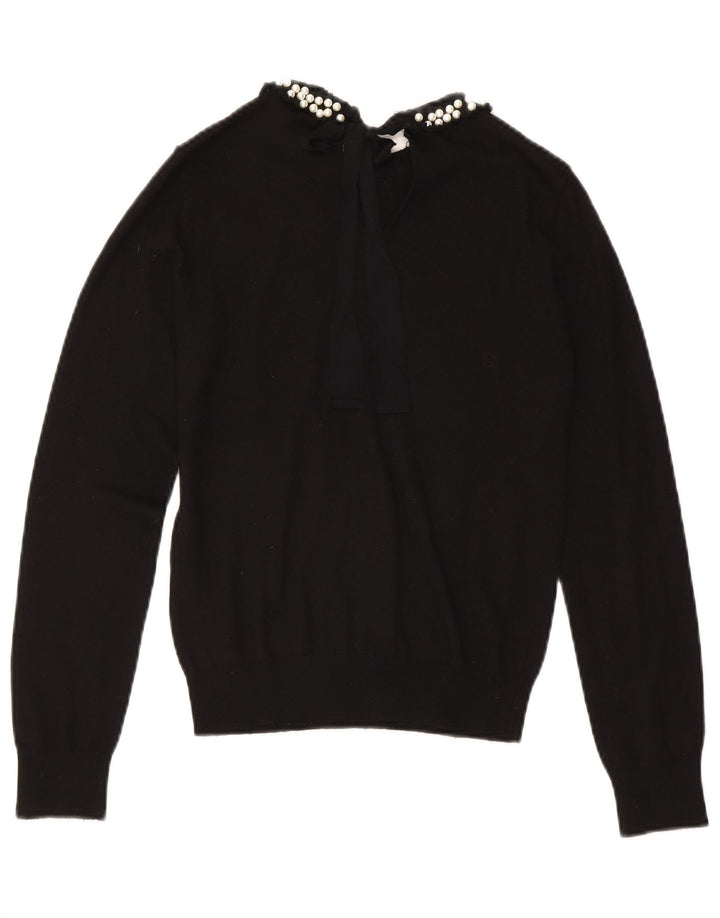 ZARA Womens Turtle Neck Jumper Sweater UK 10 Small Black Modal