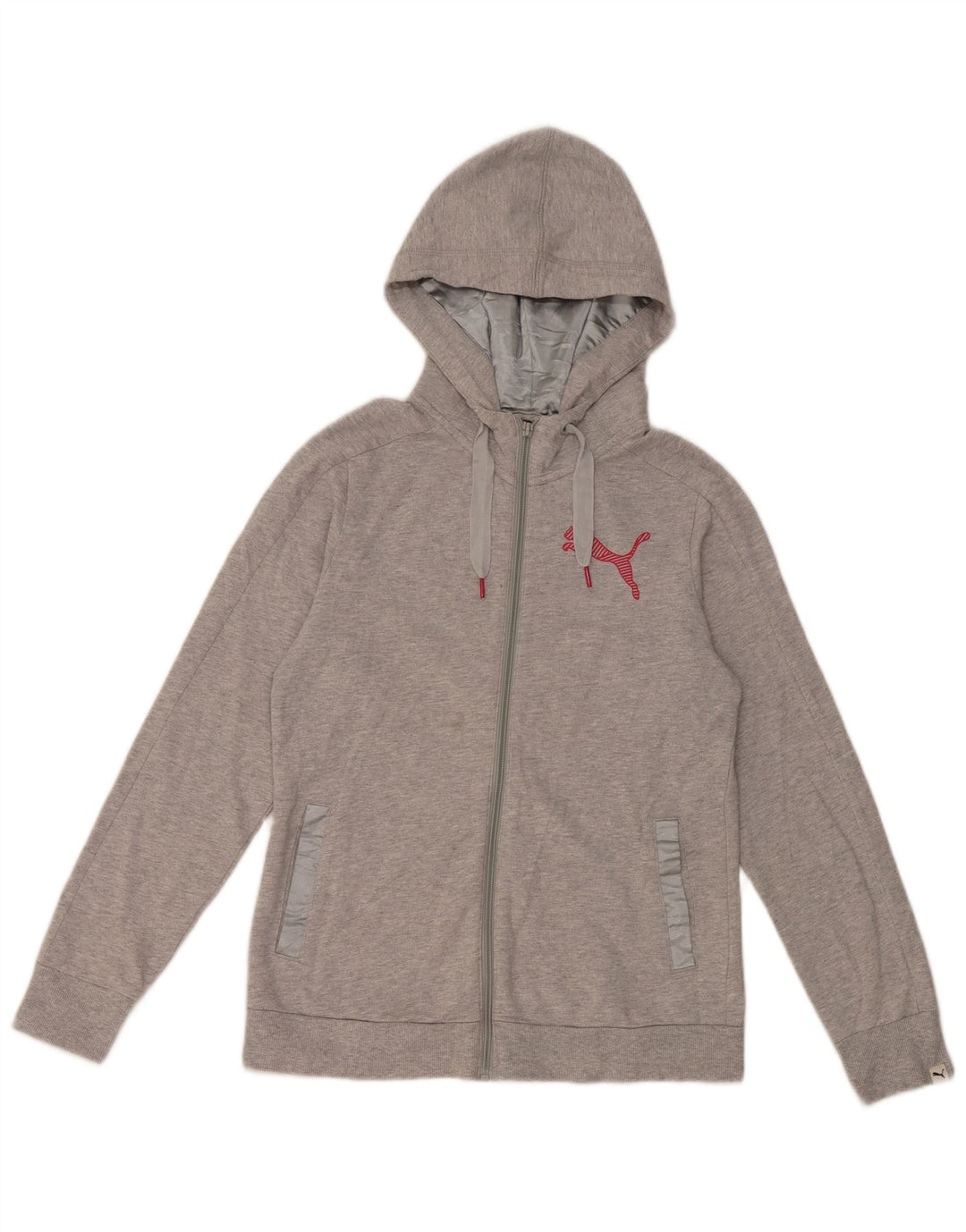 Puma Pull à capuche zippé pour femme UK 12 Gris moyen Coton