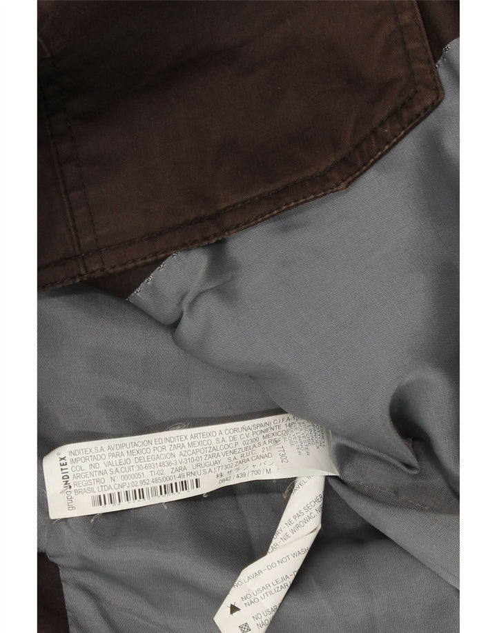 Zara Veste Militaire Homme UK 38 Coton Marron Moyen