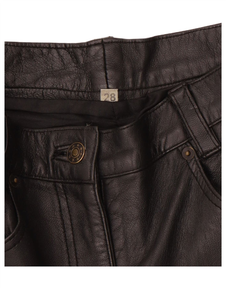 VINTAGE Pantalon Slim En Cuir Femme W28 L30 Noir