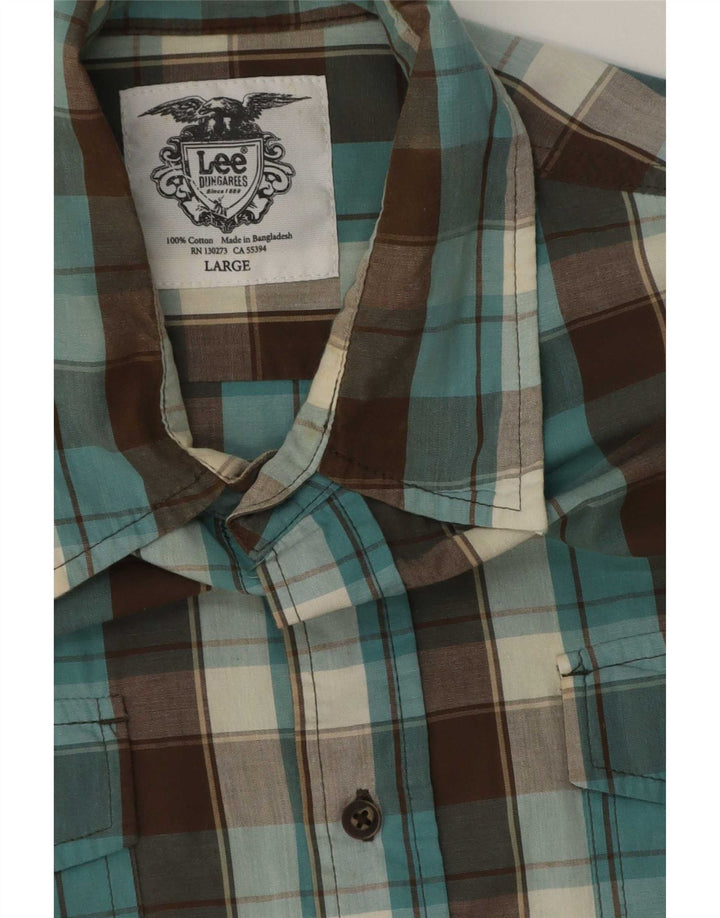 Lee Chemise Homme Grand Carreau Bleu Coton