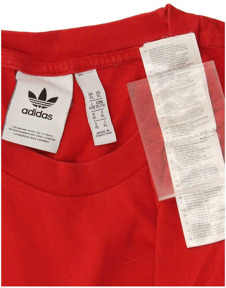 ADIDAS T-shirt graphique pour hommes XL Rouge Colourblock Coton