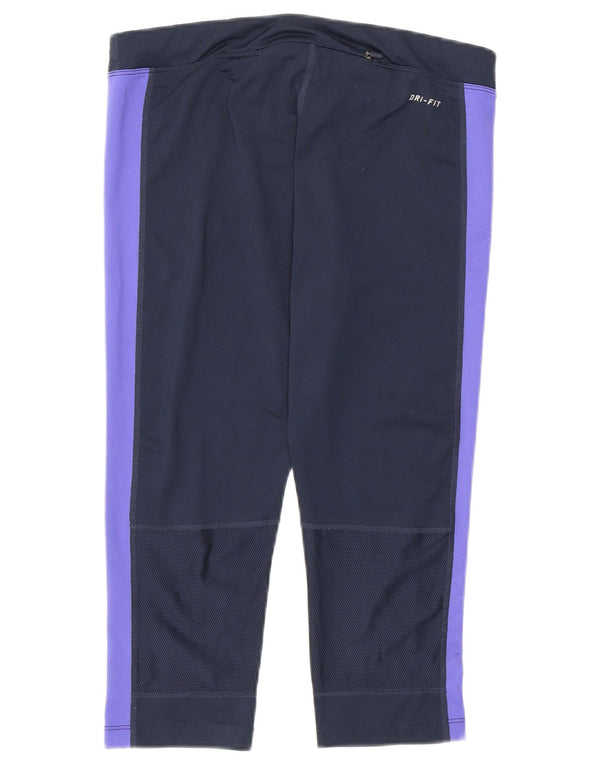 Nike Legging Capri Dri Fit pour femme UK 12 Bleu marine moyen Colourblock