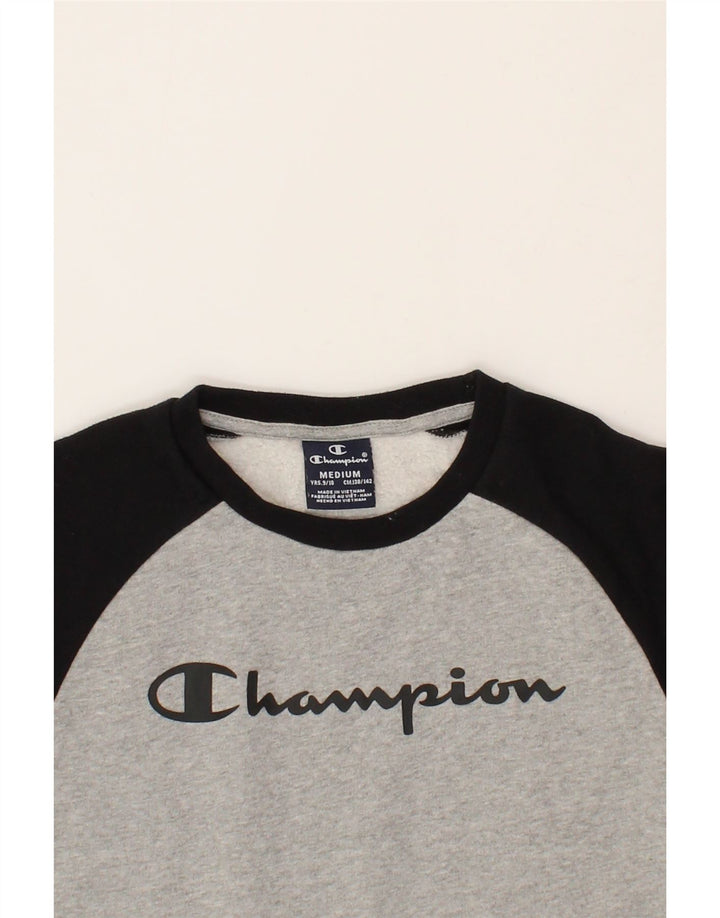 CHAMPION Boys Graphic Sweatshirt Jumper 9-10 Years Medium  Grey Vintage Champion and Second-Hand Champion from Messina Hembry 