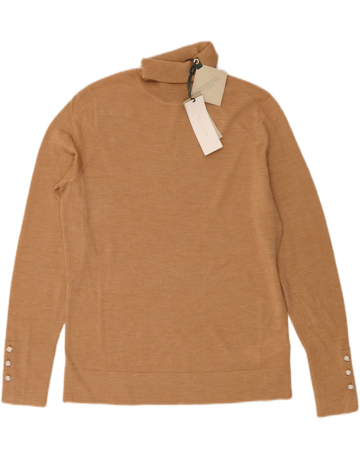 Hobbs Pull col roulé pour femme UK 14 Laine mérinos Marron moyen