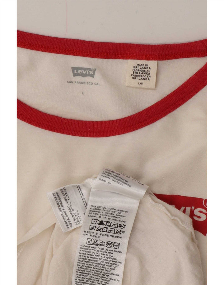 Levi's T-Shirt Femme UK 16 Large Blanc Coton