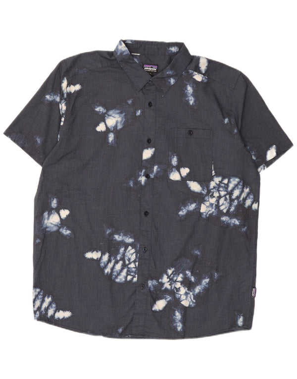 Patagonia Chemise à manches courtes à motif abstrait pour homme XL bleu marine hawaïen