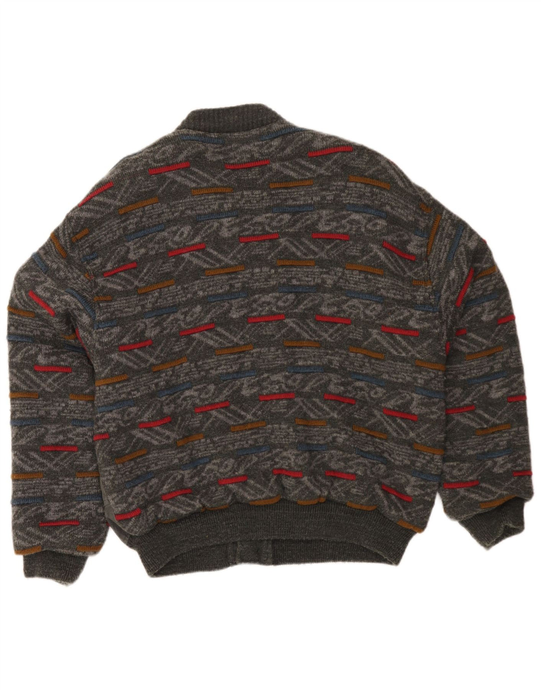 vintage Mens Bomber Jacket Grand Gris Géométrique