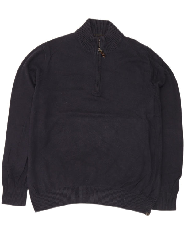 EDDIE BAUER Mens Zip Neck Jumper Sweater XL Navy Blue Cotton