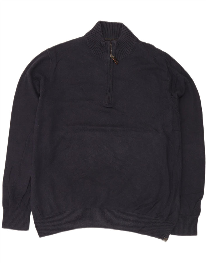 EDDIE BAUER Pull col zippé homme XL bleu marine coton