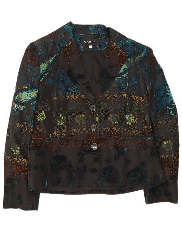 Vogue Womens 3 Bouton Blazer Veste UK 14 Grand Multicolore Floral