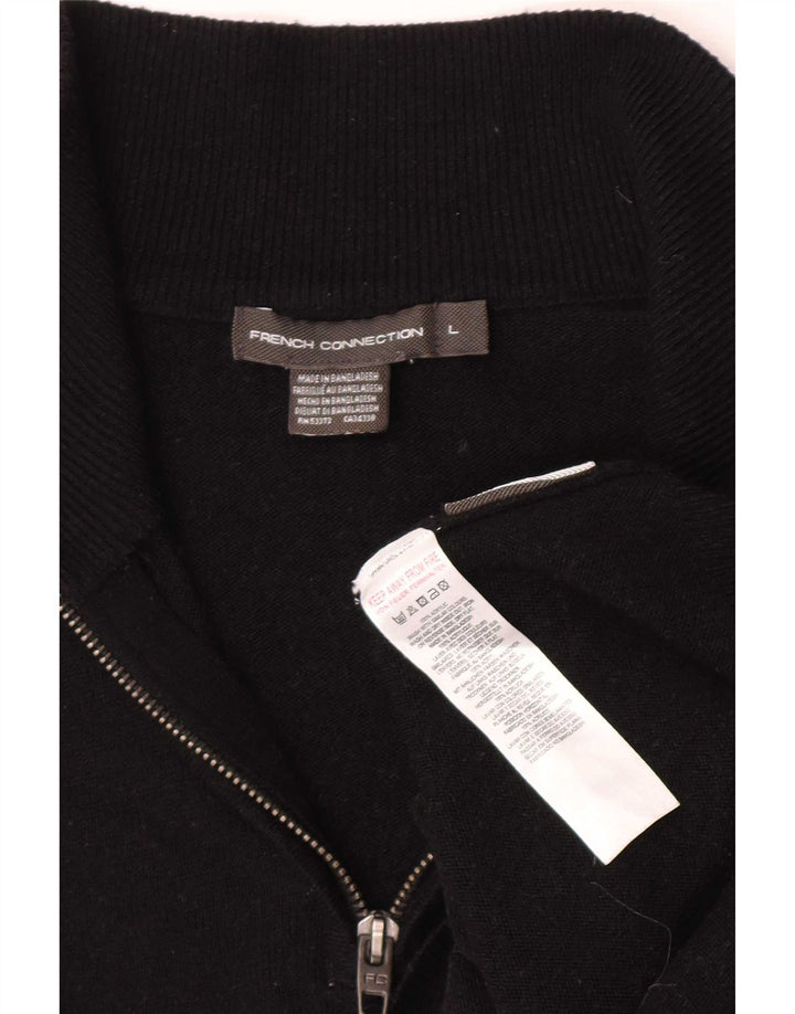 French Connection Pull Col Zippé Homme Large Noir Acrylique