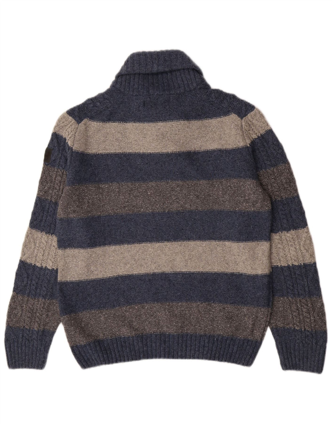 Marlboro Classics Pull à col châle pour homme en laine à rayures bleues