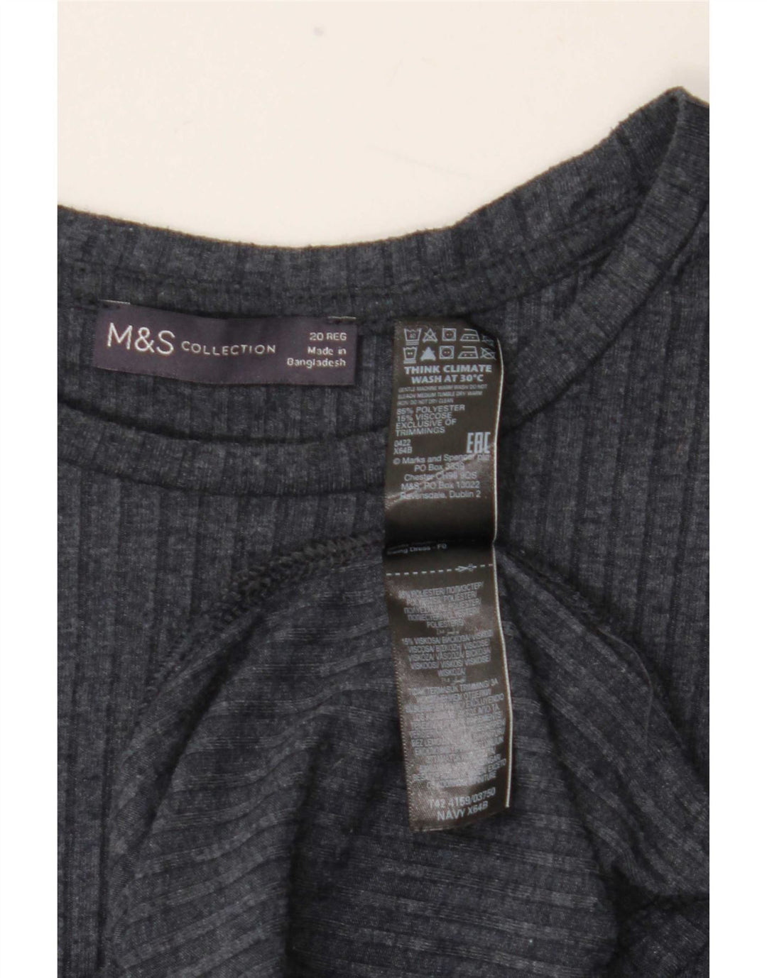 Marks & Spencer Robe basique à manches longues pour femme UK 20 2XL Bleu marine