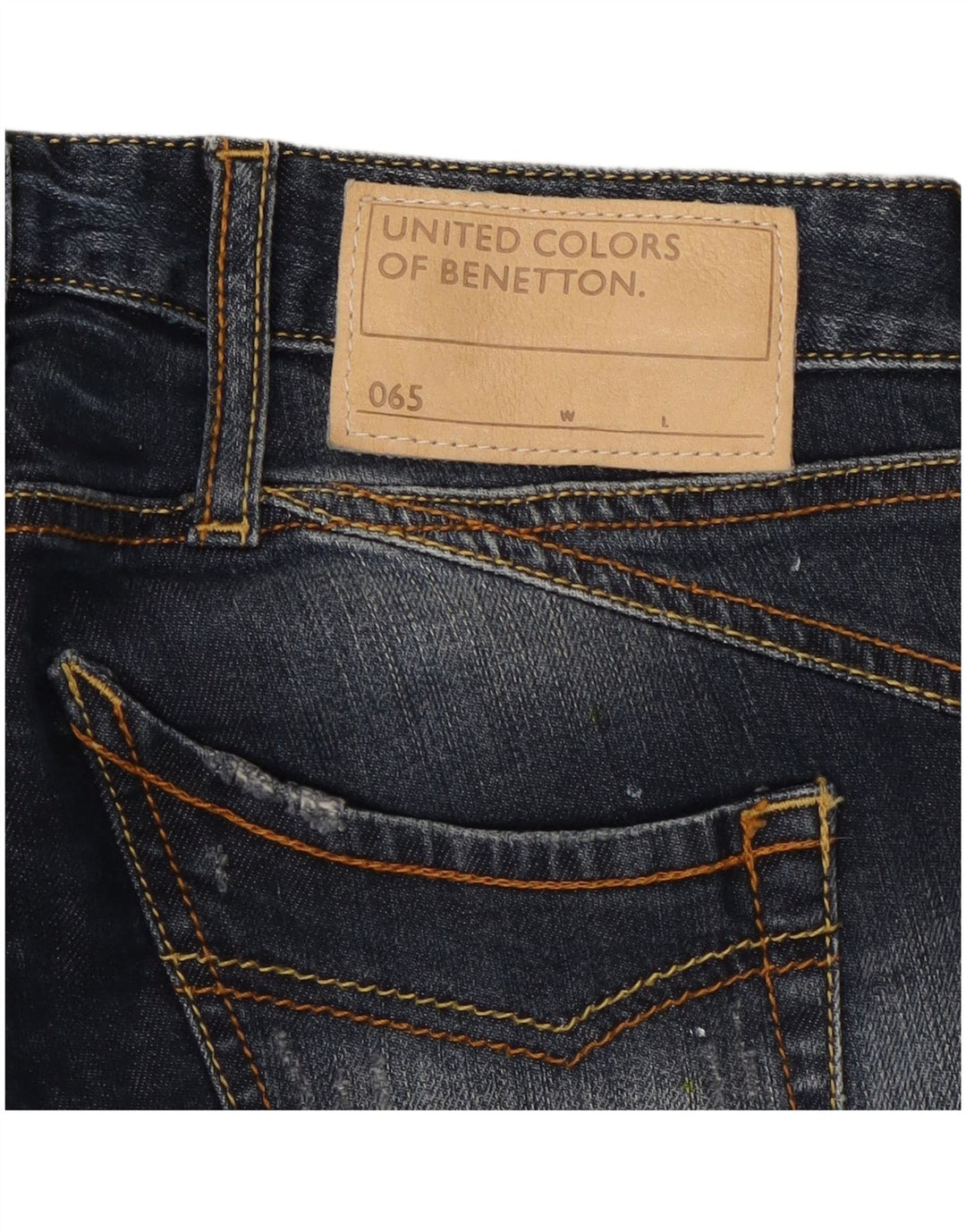 Benetton Jean Bootcut Déchiré Femme W26 L31 Bleu Marine