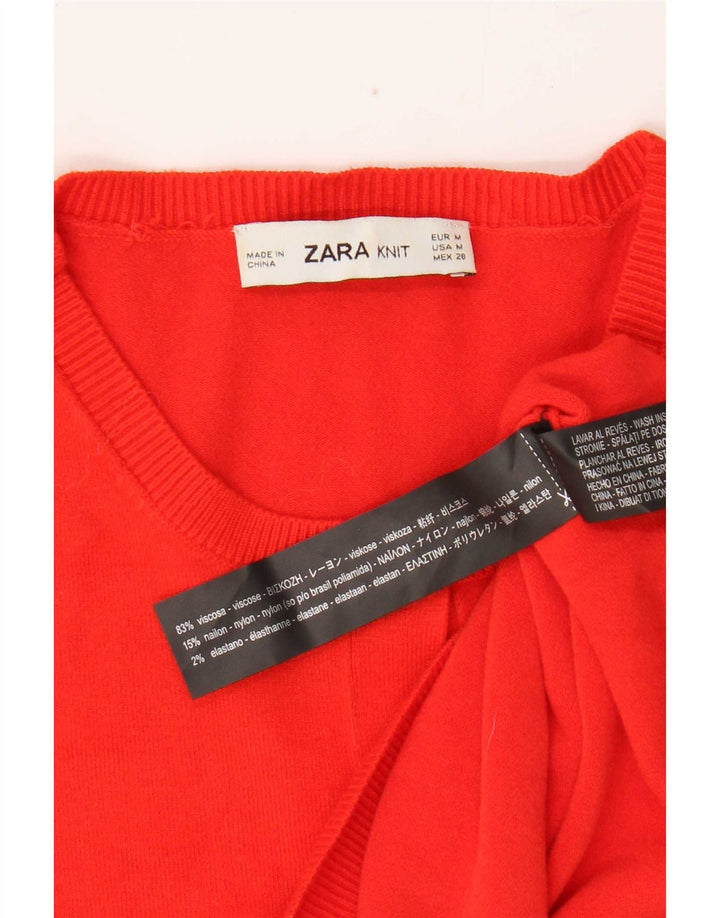 Zara Cardigan Femme Pull UK 12 Viscose Rouge Moyen