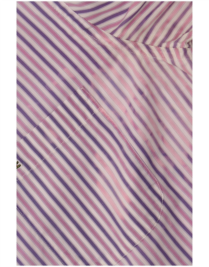 LACOSTE Chemise Homme Taille 39 Coton Rayé Violet Moyen