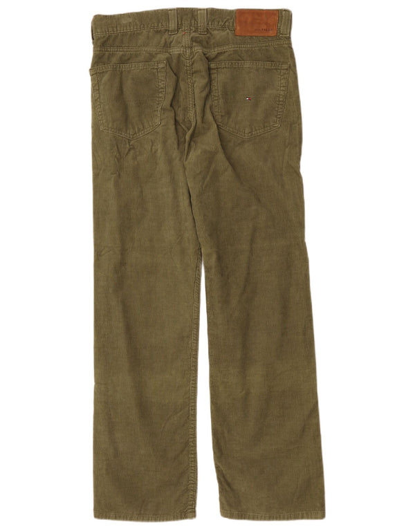 Tommy Hilfiger Pantalon droit en velours côtelé pour homme W34 L32 Vert Coton