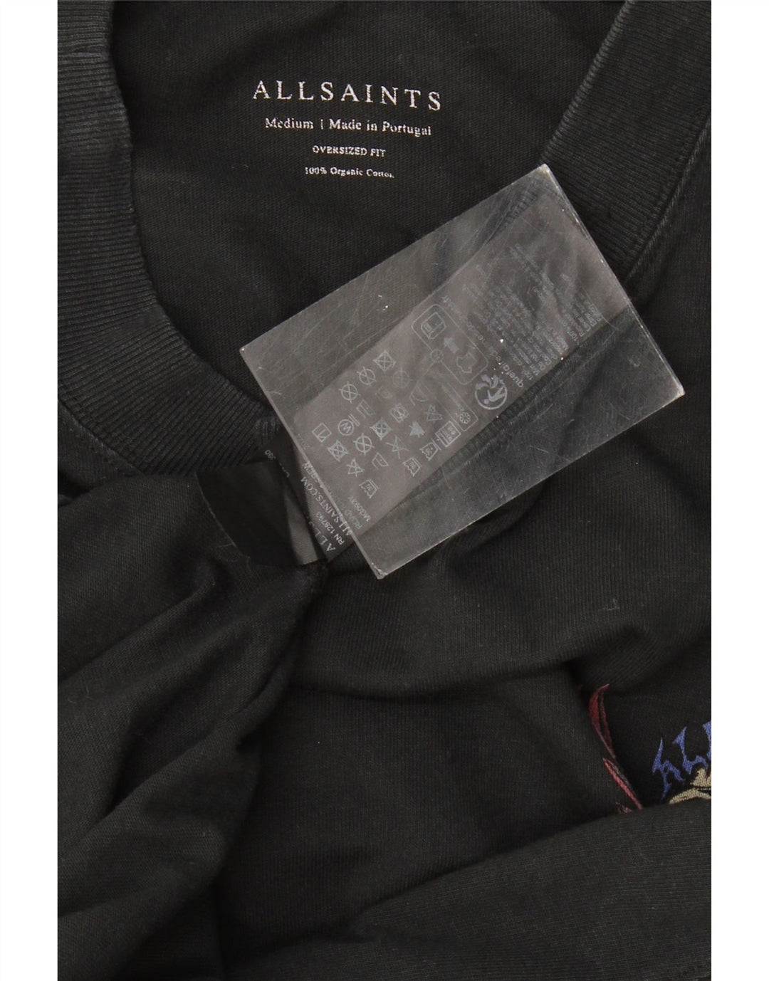 ALL SAINTS T-Shirt Graphique Oversize Homme Noir Moyen Coton