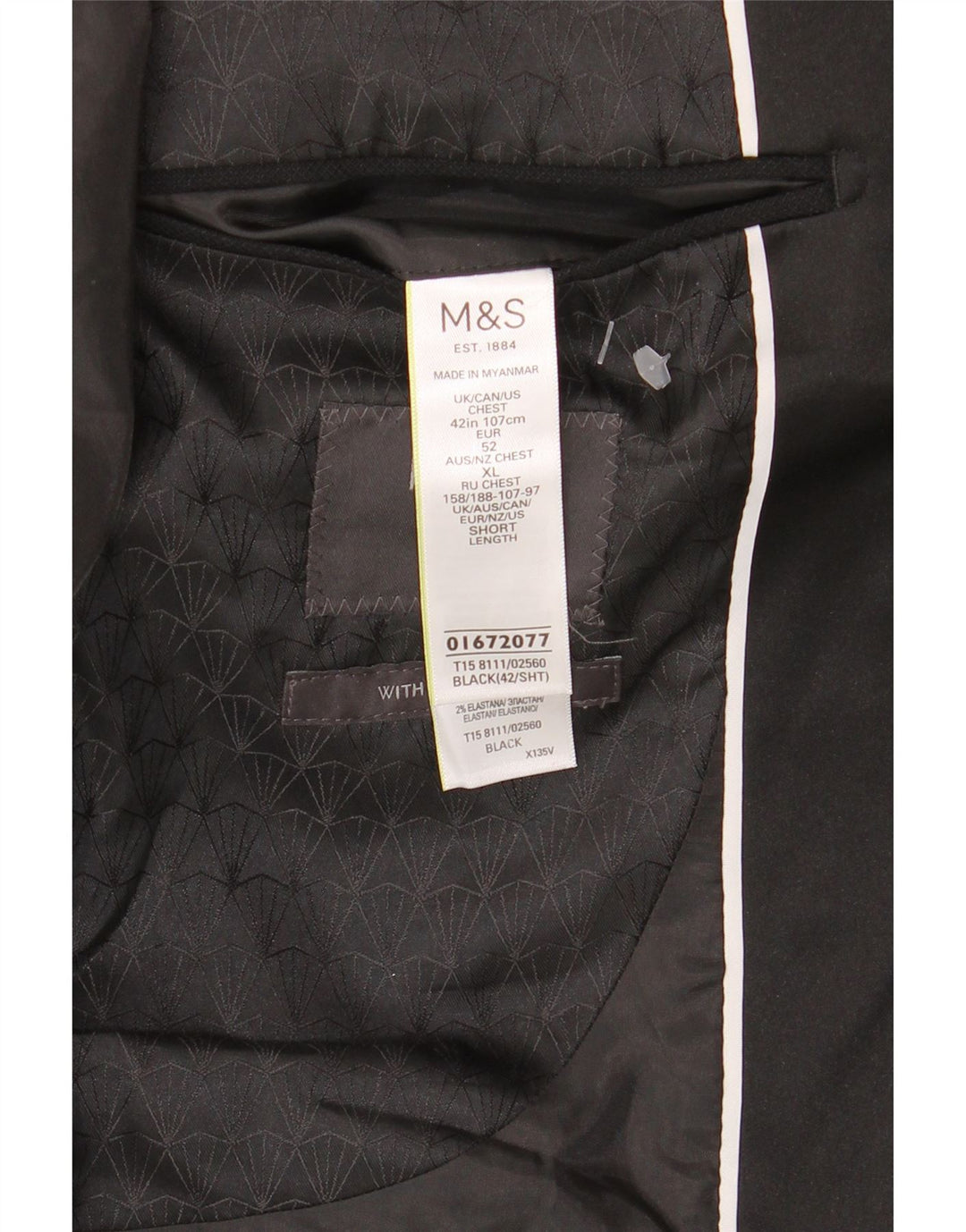Marks & Spencer Veste blazer à 1 bouton pour homme UK 42 Large Noir Polyester