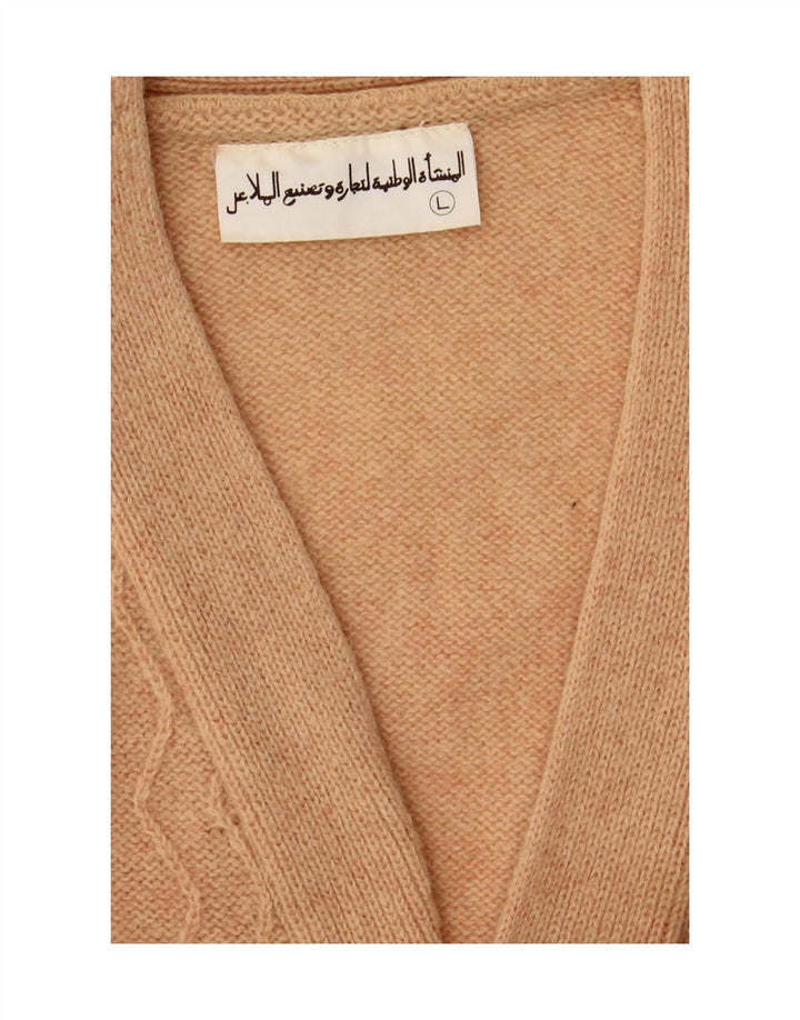 vintage Mens Cardigan Pull Grand Chevron Beige