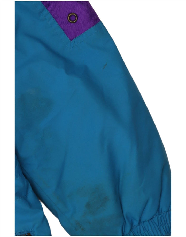 veste de ski à capuche homme vintage UK 38 Polyester colorblock bleu moyen