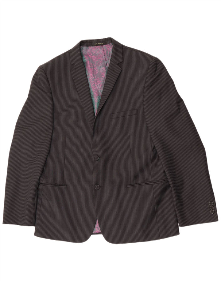 Ted Baker Veste blazer à 2 boutons pour homme UK 42 XL en laine à fines rayures noires