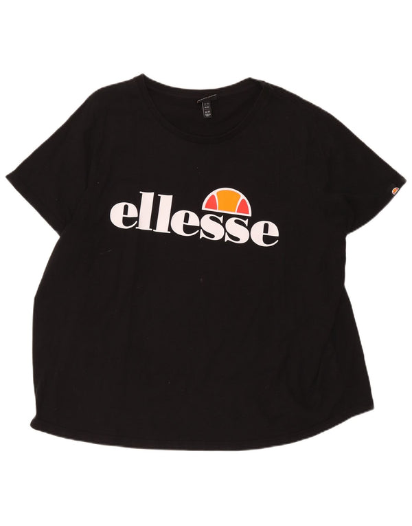 Ellesse T-shirt graphique pour femme UK 26 5XL Noir Coton