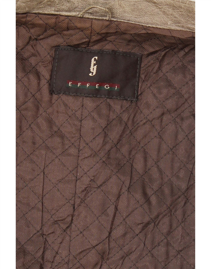 EFFEGI Womens Leather Coat UK 14 Large Beige Leather Vintage Effegi and Second-Hand Effegi from Messina Hembry 