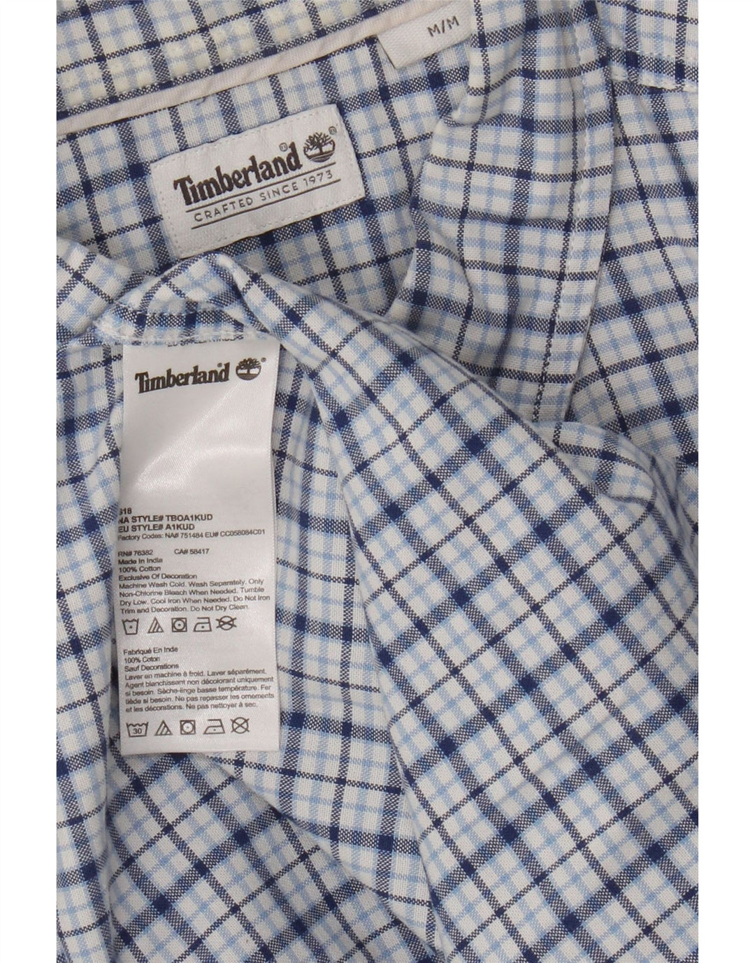 Timberland Chemise Homme Bleu Moyen Carreaux Coton