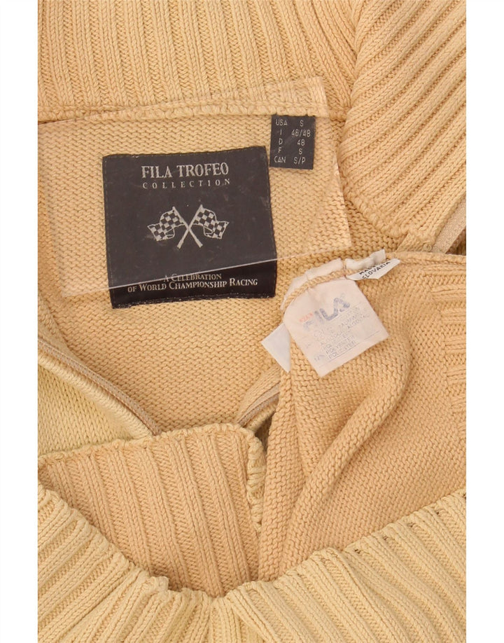 FILA Mens Zip Neck Jumper Sweater IT 46/48 Small Beige Cotton Vintage Fila and Second-Hand Fila from Messina Hembry 