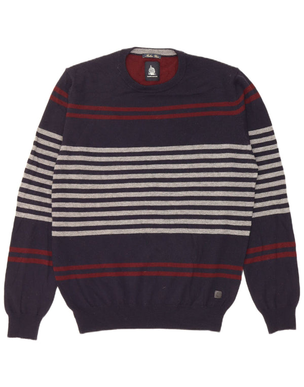 Marina Yachting Pull col rond pour homme XL Bleu marine rayé