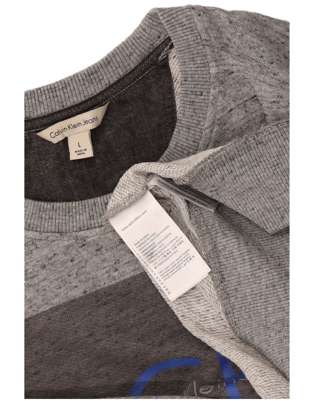 Calvin Klein Pull graphique à col rond pour homme, grand gris moucheté