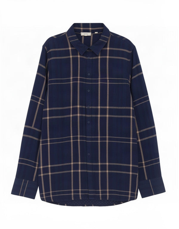 Fat Face Chemise Femme UK 14 Grand Coton à Carreaux Bleu Marine