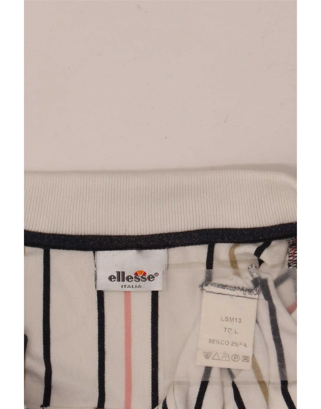Ellesse Polo Homme Large Blanc Rayé Coton