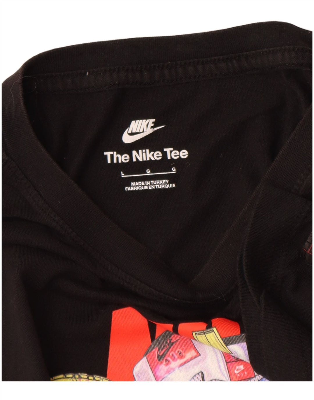 Nike T-shirt graphique pour homme en coton noir Taille L