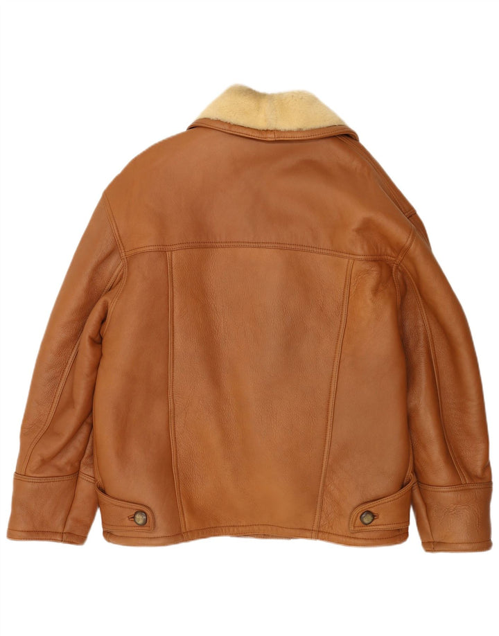 veste en peau de mouton homme vintage IT 50 Grande peau de mouton marron