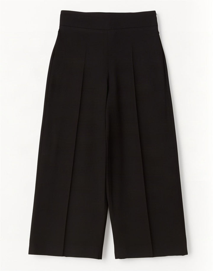 Zara Pantalon court à jambe large pour femme Medium W28 L25 Noir Polyester