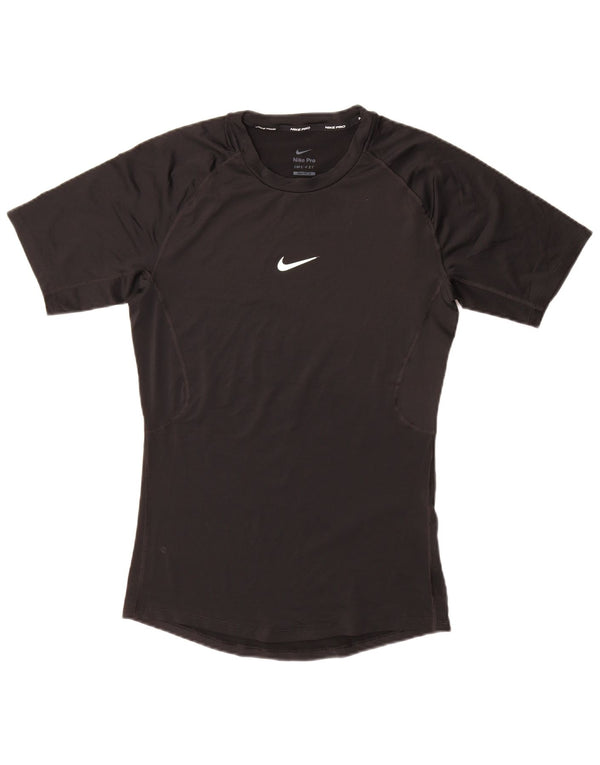 NIKE T-shirt ajusté pour femme UK 12 Noir moyen Polyester