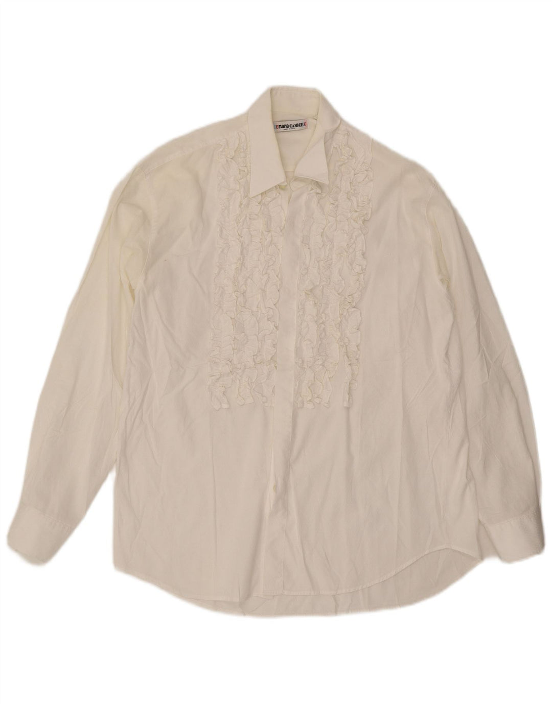 Enara Camice Chemise à volants pour homme en coton blanc moyen