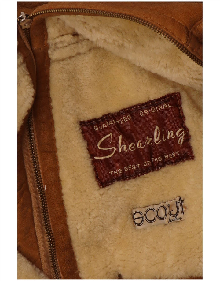 veste en peau de mouton homme vintage UK 36 Petite peau de mouton beige