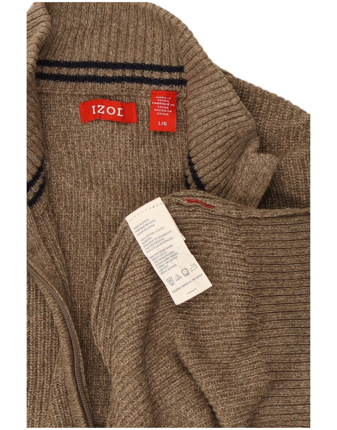 Izod Pull col zippé pour homme en coton vert grand