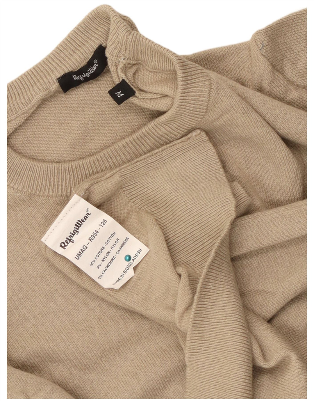 Refrigiwear Pull à col rond pour homme en coton beige moyen