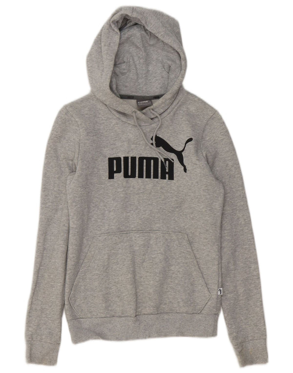 Puma Pull à capuche graphique pour femme UK 6 XS Gris chiné en coton