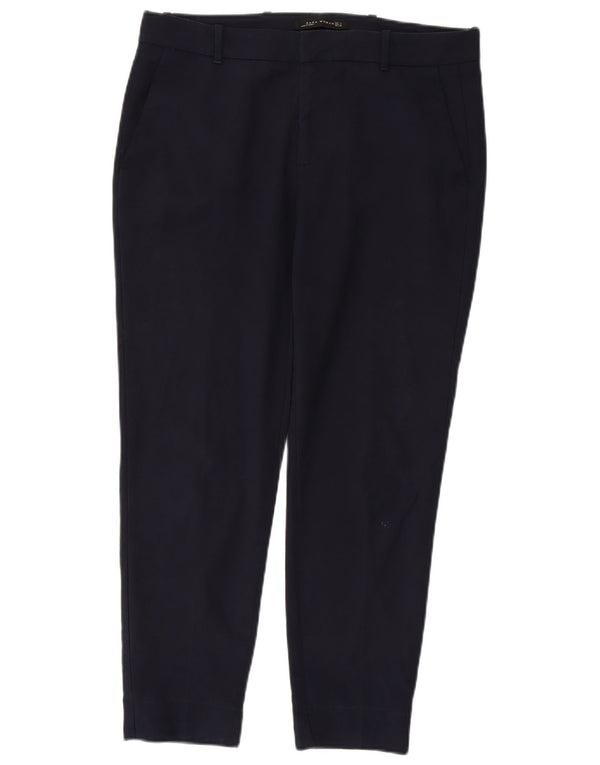 Pantalon Chino Court Slim Femme Zara Large W34 L27 Bleu Marine